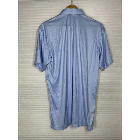 Collars & Co Polo Shirt Mens L Blue Houndstooth Performance Golf Dress Collar - Picture 2 of 8